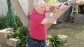 Greg practising his cricketing skills.